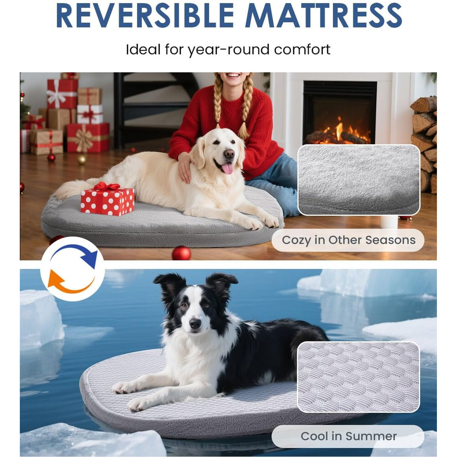 Orthopedic Dog Bed For Large Dogs, Pet Sofa Bed with Egg Crate Foam, 4-Sided Bolster, Removable Washable Cover & Anti-Slip Bottom, Gray