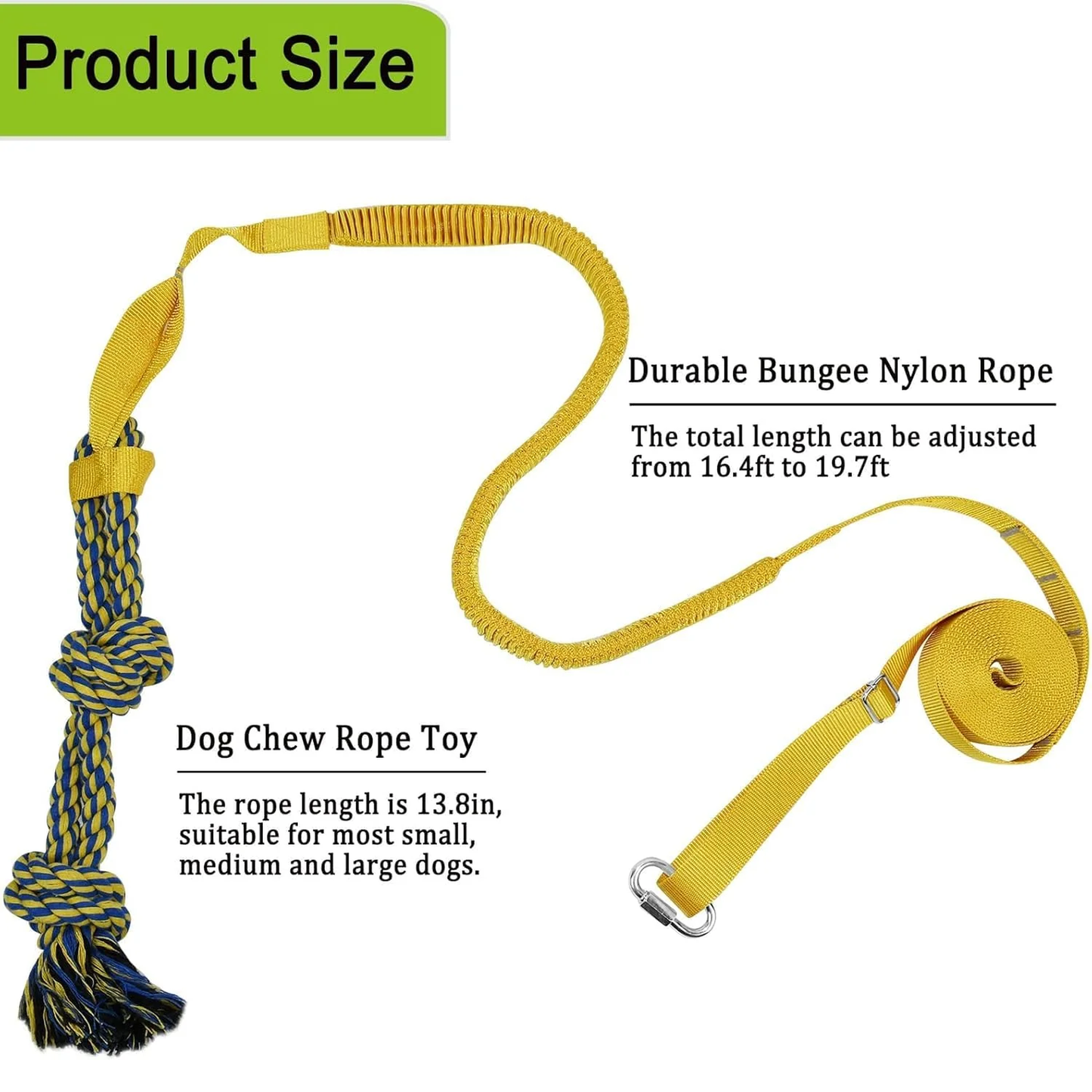 Dog Bungee Tree Tug Toy, Outdoor Tug of War Interactive Tether Dog Rope with Chew Lure for Small Medium Large Dogs 