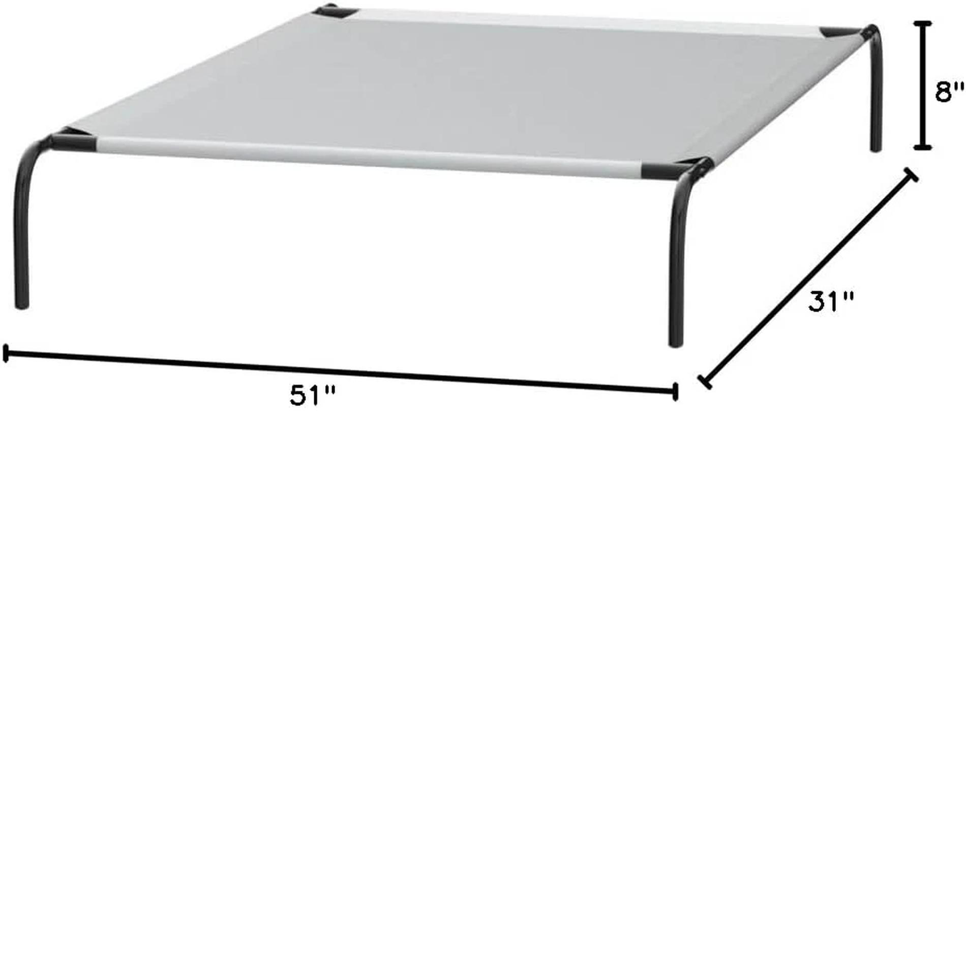 Cooling Breathable Elevated Dog Bed with Metal Frame for Large Dogs, 51 X 31 X 8 Inch, Grey