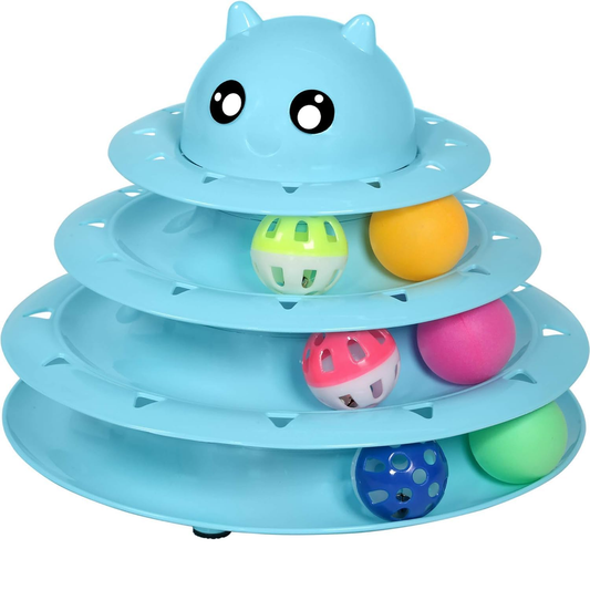 UPSKY Cat Toy Roller 3-Level Turntable Cat Toys Balls with Six Colorful Balls Interactive Kitten Fun Mental Physical Exercise Puzzle Kitten Toys.