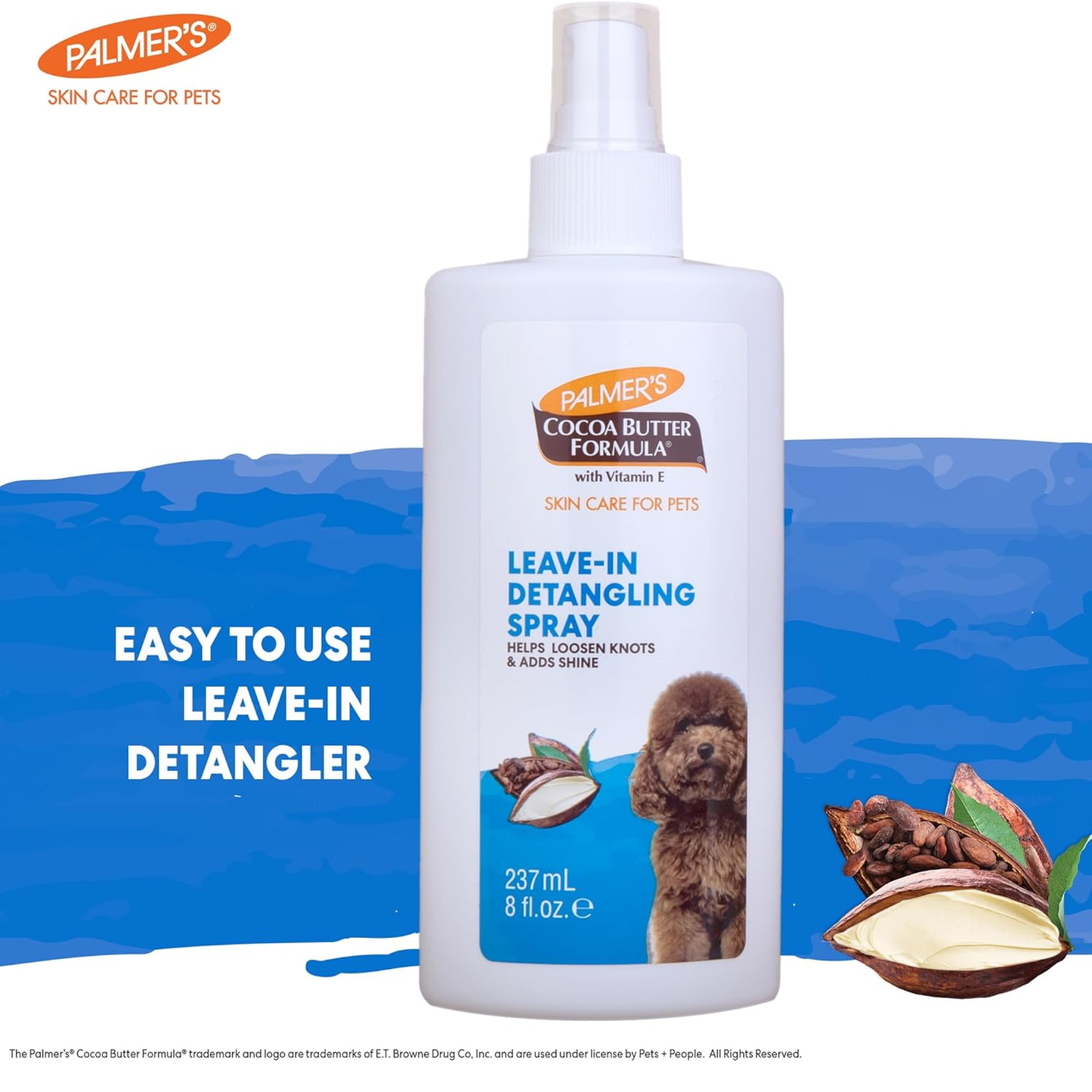 Palmer's for Pets Detangling & Conditioning Spray with Cocoa Butter 8 Fl Oz; Leave-In Dog Conditioner with Vitamin E and Cocoa Butter, De-Matting Spray for Dogs