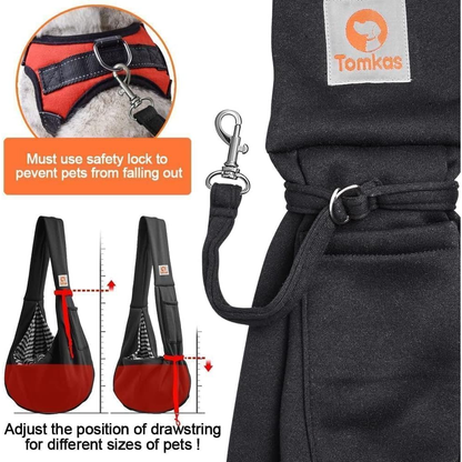 Dog Sling Carrier - Classic Pocket & Classic Strap (Black)