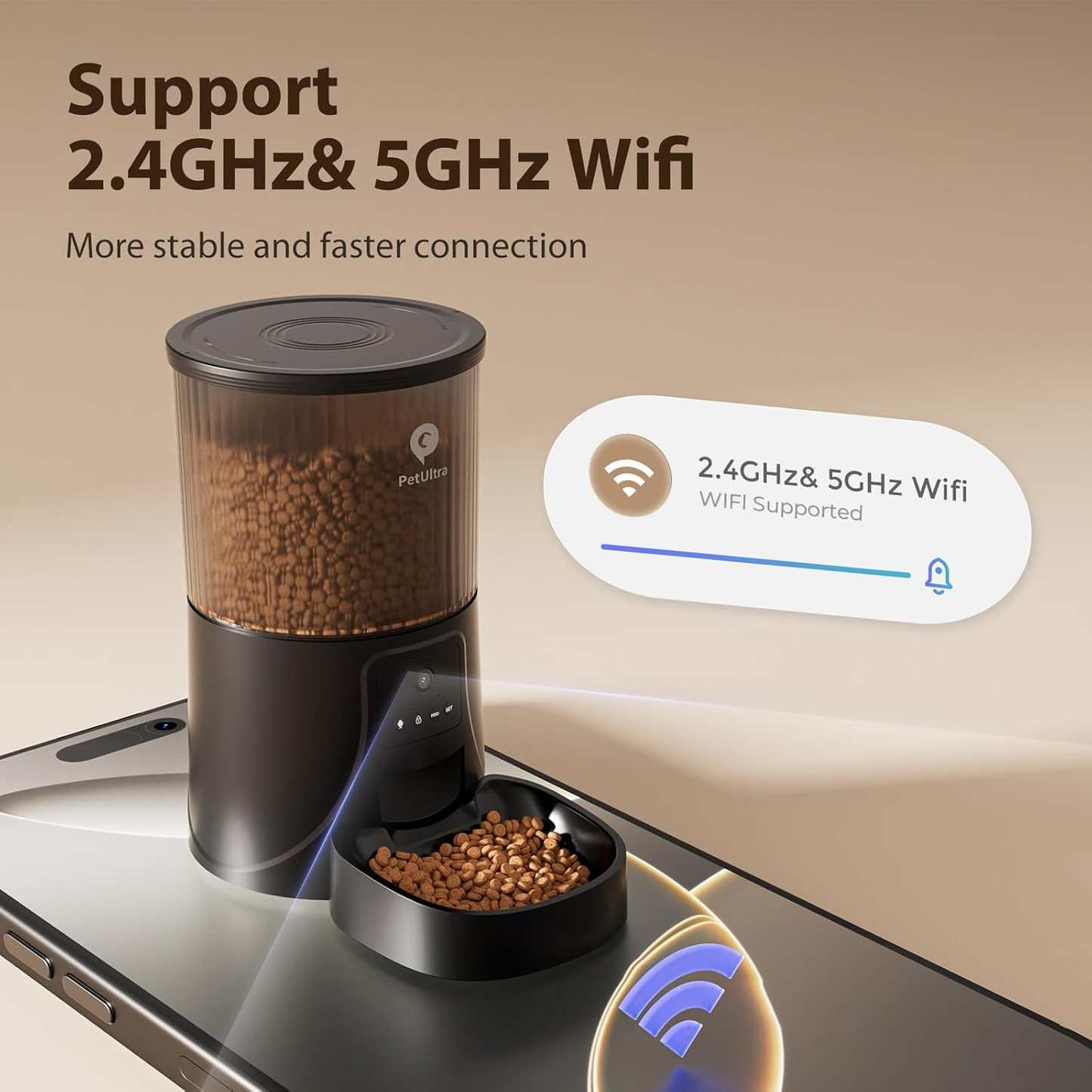 Automatic Cat Feeder with Camera: 5G Wifi Auto Pet Feeder Precise Timed Feeding with HD Video & 2-Way Audio, Food Dispenser with Desiccant Bag to Keep Kibble Fresh, Easy Setup for Indoor Cats