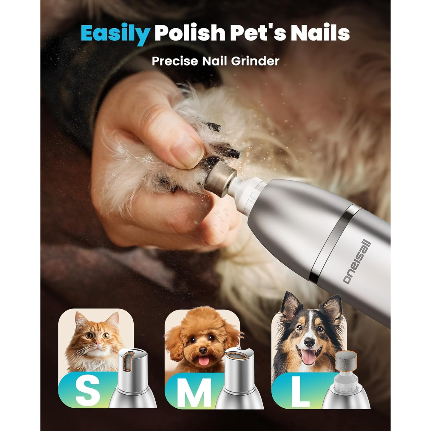 4 in 1 Dog Grooming Kit with LCD Display, Dog Hair Trimmer for Paw Nail Grinder, Rechargeable Cordless Low Noise Waterproof Pet Clippers