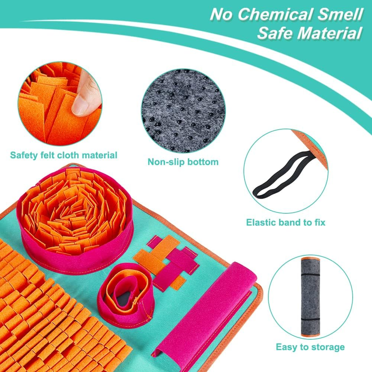Snuffle Mat for Dogs, Interactive Dog Enrichment Toys for Small Dogs and Cats Slow Eating and Keep Busy, Sniff Mat for Boredom and Mental Stimulation