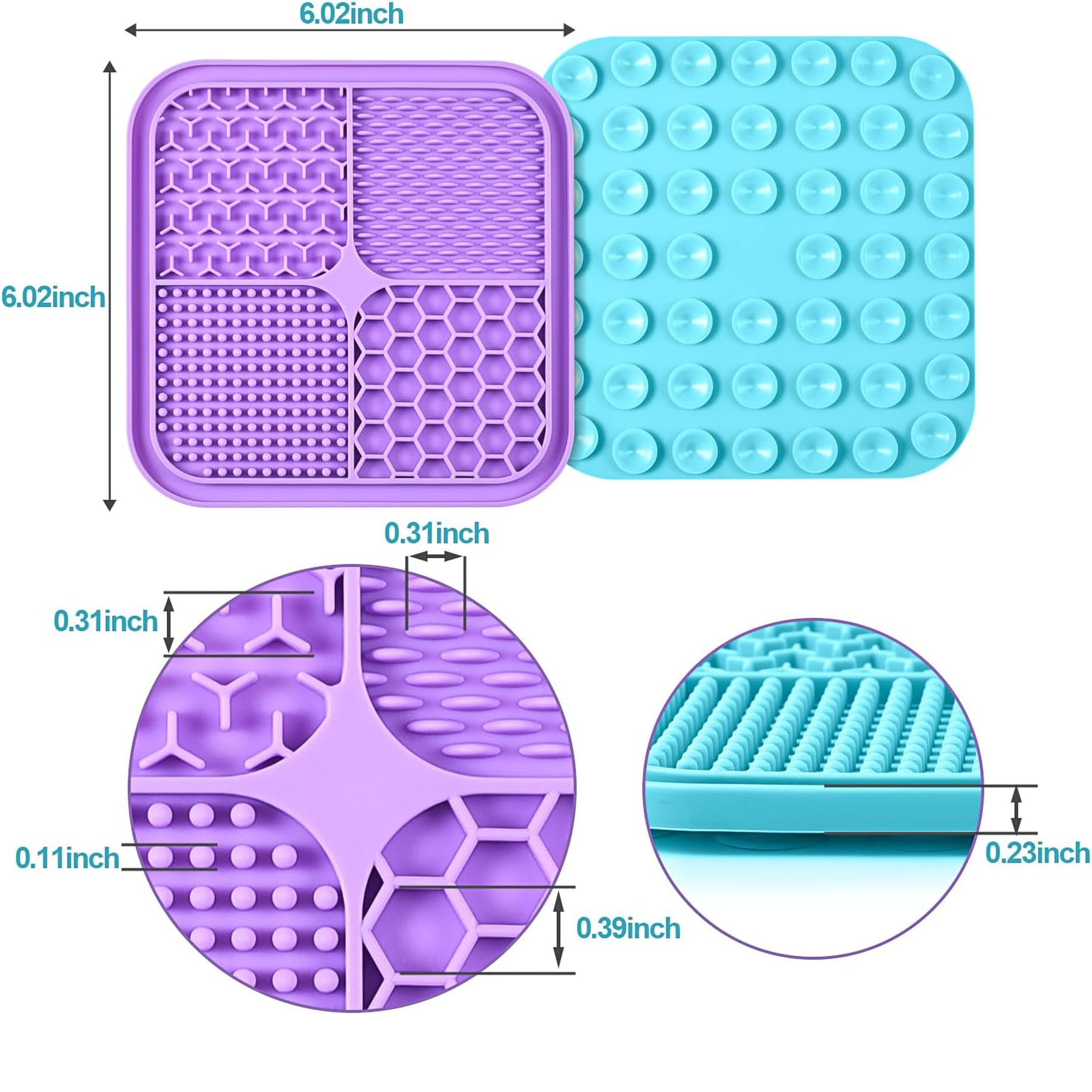 2PCS Licking Mat for Dogs with Suction Cups, Premium Lick Pad for Anxiety Relief, Slow Feeder Dog Bowls, Perfect for Bathing, Grooming and Training