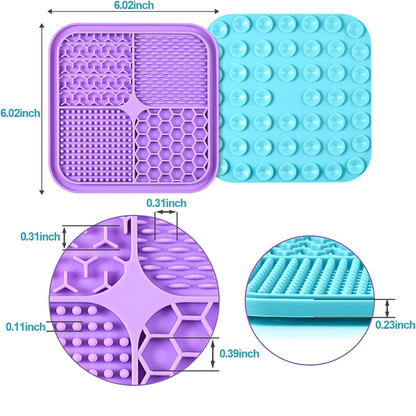 2PCS Licking Mat for Dogs with Suction Cups, Premium Lick Pad for Anxiety Relief, Slow Feeder Dog Bowls, Perfect for Bathing, Grooming and Training