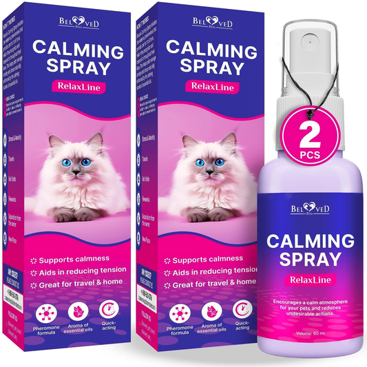 Calming Pheromone Spray Scratch Repellent for Cats 100 Ml 2 Pack Reduces Scratching Furniture, Helps with Travel, Fireworks, Thunder 