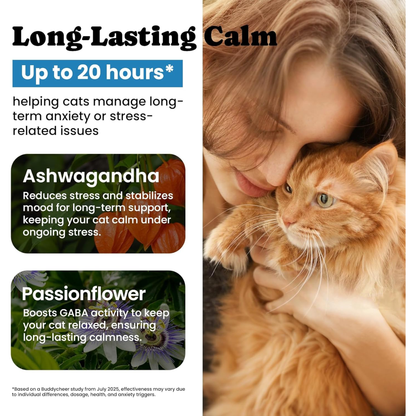 Calming Cat Treats with GABA for Anxiety Relief - Calming Cat Chews Help Reduce Stress & Promote Relaxation, Melatonin for Cats for Grooming, Travel, Vet Visits & Separation Anxiety - Chicken Flavor