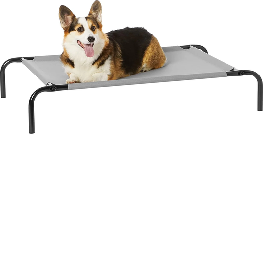 Cooling Breathable Elevated Dog Bed with Metal Frame for Large Dogs, 51 X 31 X 8 Inch, Grey