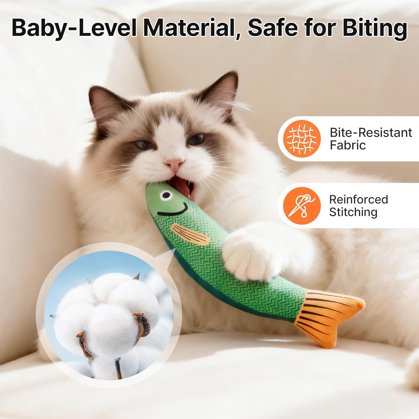 Fish Cat Kicker Toys, 3 Pack, Catnip Crinkle Sound, Soft and Durable, Interactive Kitten Kicker for Indoor Exercise 9.4 Inches 