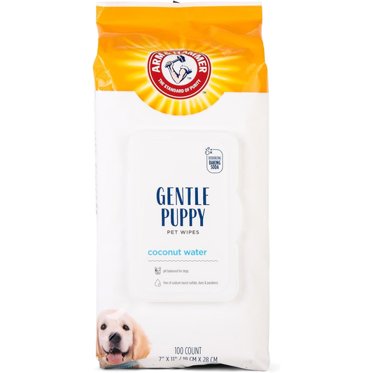 Arm & Hammer Dog Grooming Wipes, Deodorizing Dog Cleaning Wipes with Coconut Water, Gentle for Dogs and Puppies, Paraben and Sulfate Free Formula, Light Coconut Scent, 100 Count