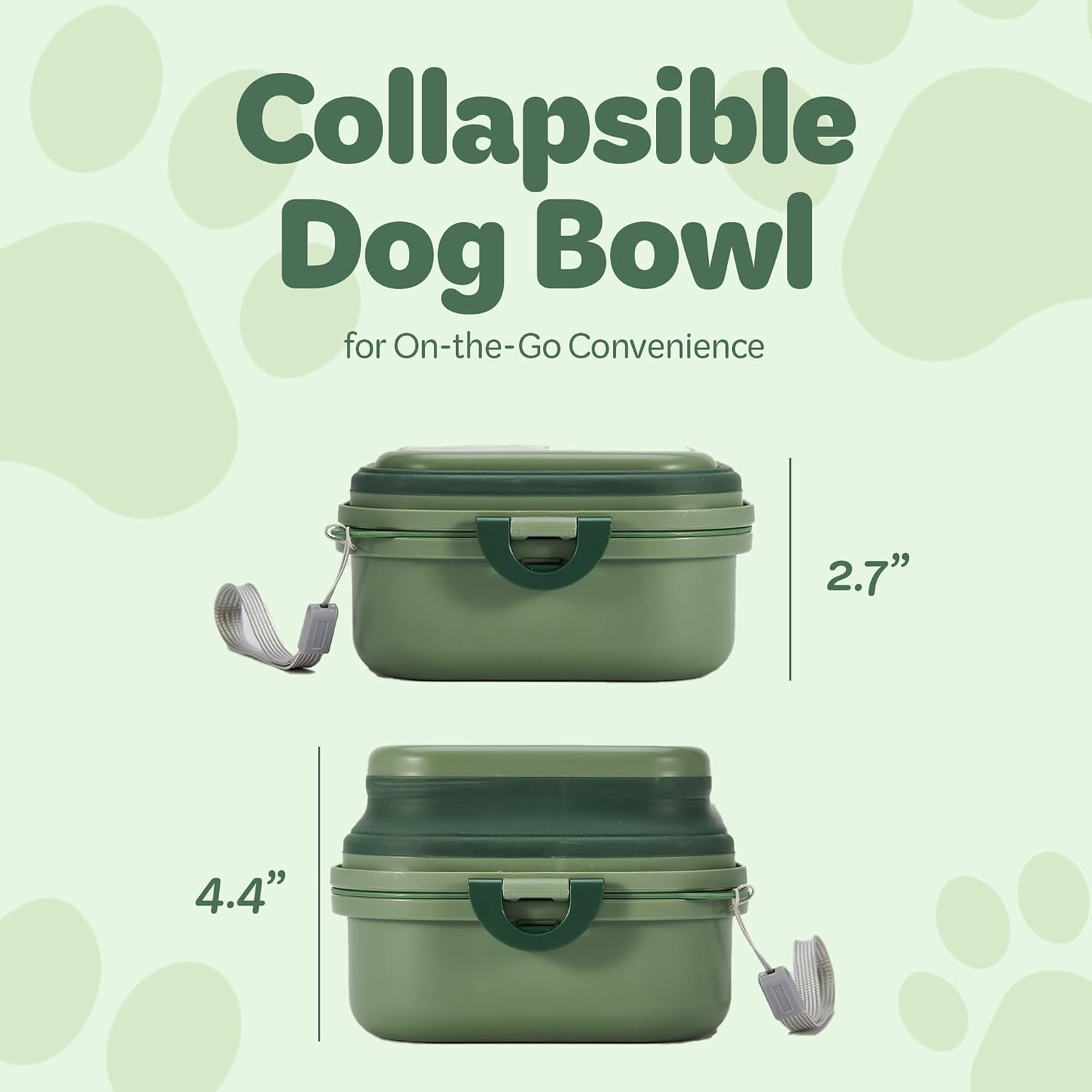 Collapsible Dog Water Bowl 30Oz, 2 in 1 Portable Travel Dog Food Bowl with Lid, Easy Carry Loop Handle, Foldable Dog and Cat Food Bowl, Perfect for Traveling, Walking, Hiking 