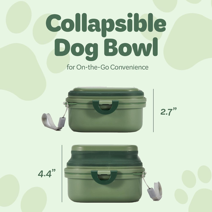 Collapsible Dog Water Bowl 30Oz, 2 in 1 Portable Travel Dog Food Bowl with Lid, Easy Carry Loop Handle, Foldable Dog and Cat Food Bowl, Perfect for Traveling, Walking, Hiking 
