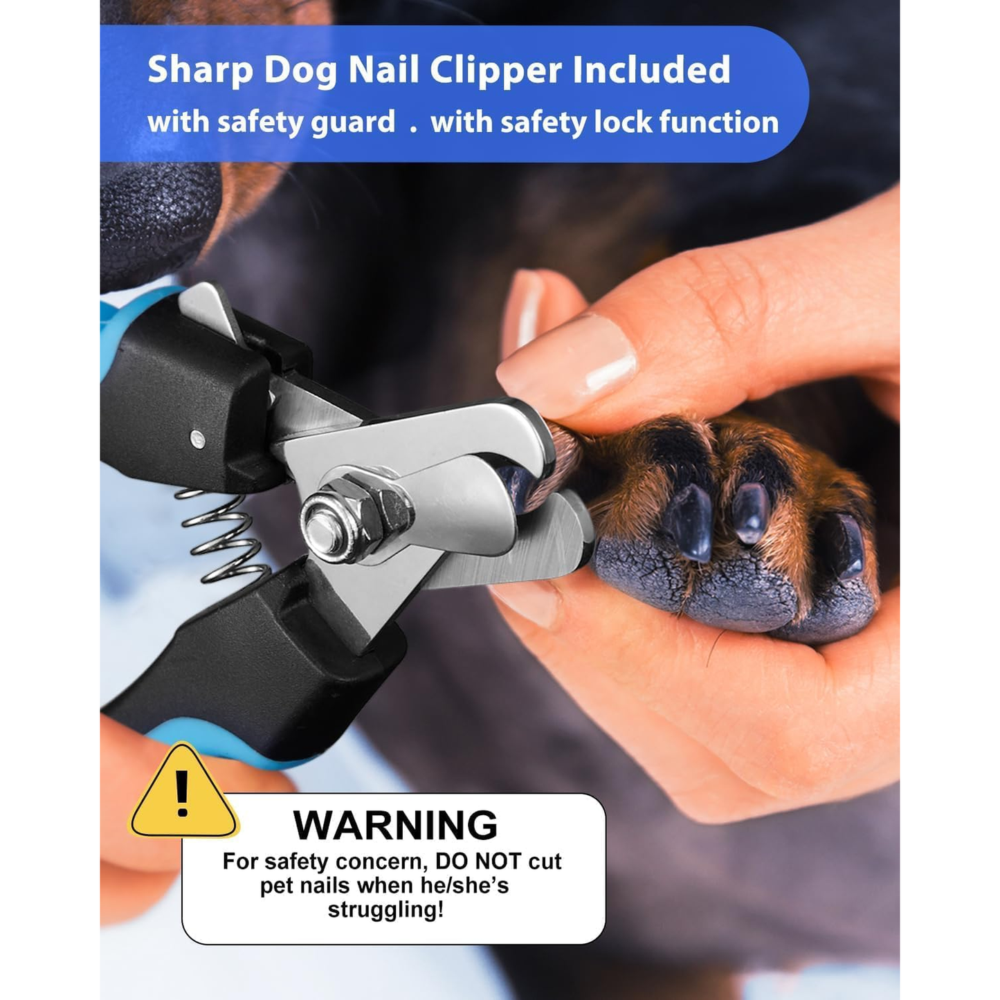 Dog Nail Trimmers and Dog Nail Clippers Kit, Whisper Quiet Electric Grinder with Light, for Small, Medium, Large Dogs, Cats Toenail Grooming, 3 Speeds