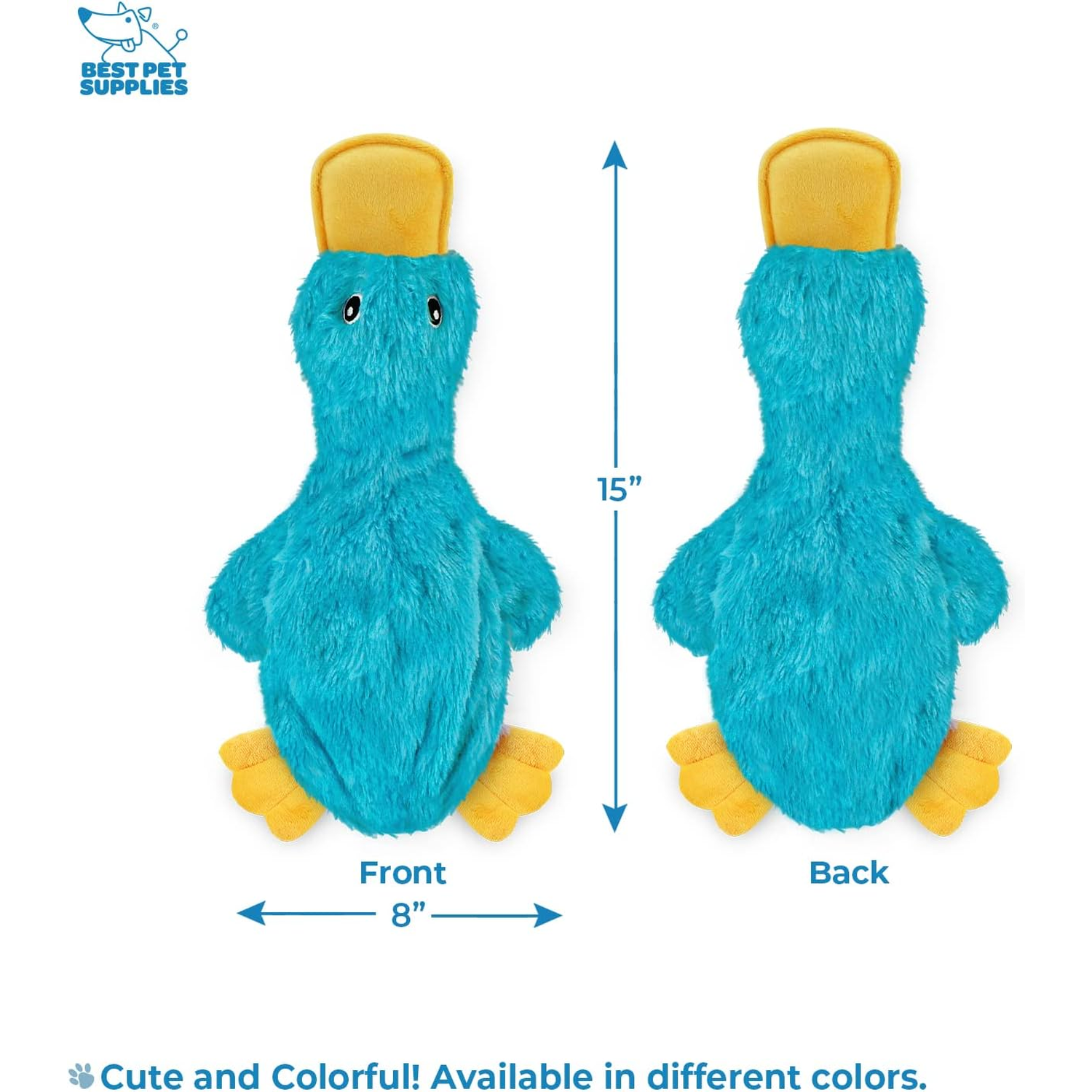 Best Pet Supplies Interactive Squeaky Dog Chew Toy, Ideal Dog Toys for Chewers, Small, Medium & Large Dogs, and Fetch Lovers - Crinkle Duck (Turquoise), Medium