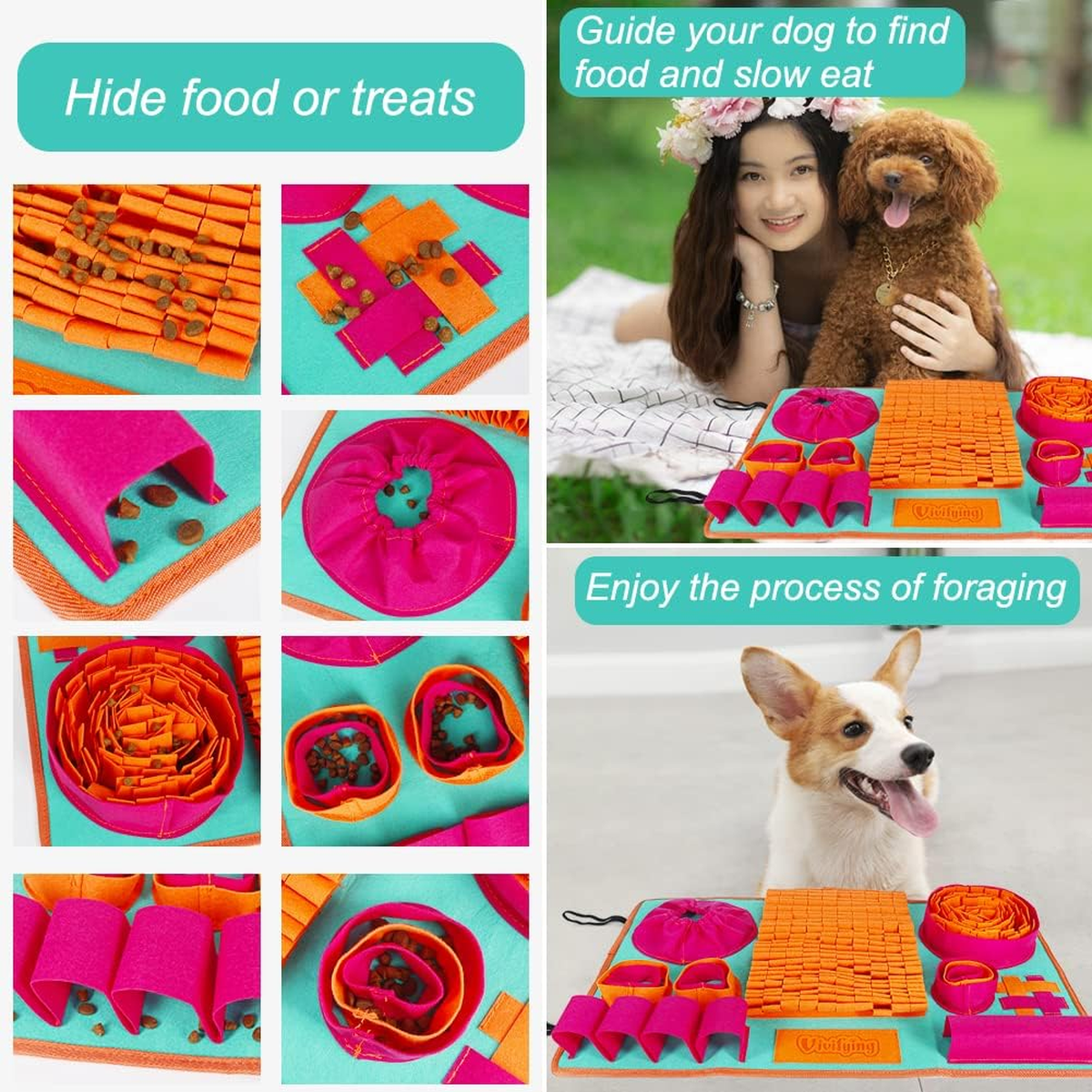 Snuffle Mat for Dogs, Interactive Dog Enrichment Toys for Small Dogs and Cats Slow Eating and Keep Busy, Sniff Mat for Boredom and Mental Stimulation