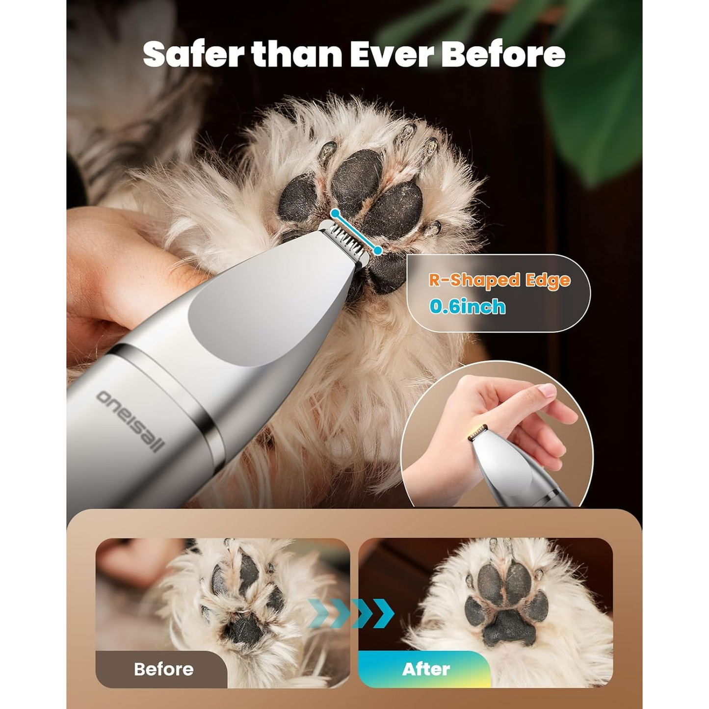 4 in 1 Dog Grooming Kit with LCD Display, Dog Hair Trimmer for Paw Nail Grinder, Rechargeable Cordless Low Noise Waterproof Pet Clippers