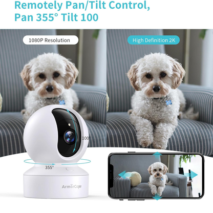 Pet Camera, 2K HD Dog Camera with Phone APP, 360° Pan/Tilt View Puppy Cam, One Click Call for Baby Monitor, Magivpix Night Vision, Motion Tracking Alarm with Cloud/Local SD, Home Indoor Security Cam