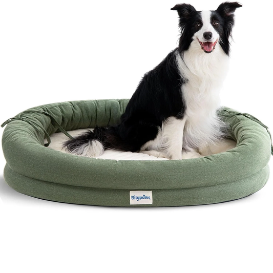 Orthopedic Dog Bed for Large Dogs, Pet Sofa Bed with Egg Crate Foam, 4-Sided Bolster, Removable Washable Cover & Anti-Slip Bottom, X-Large Calliste Green