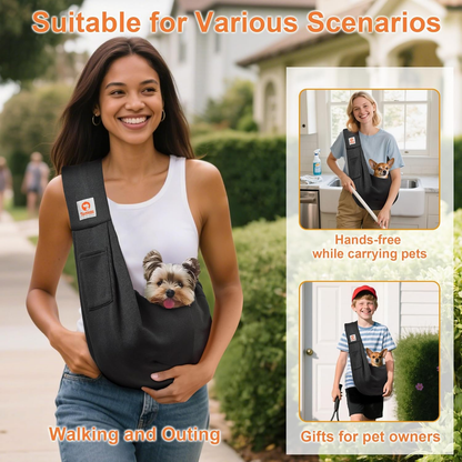 Dog Sling Carrier - Classic Pocket & Classic Strap (Black)