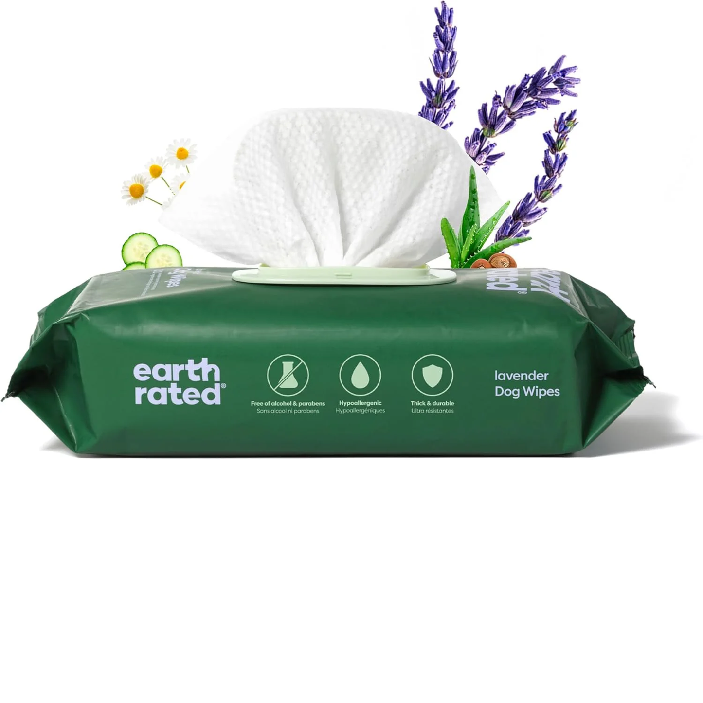 Dog Wipes, Hypoallergenic, Cleaning and Hydrating, for Grooming Paws, Body and Butt, Lavender Scented, 100 Count