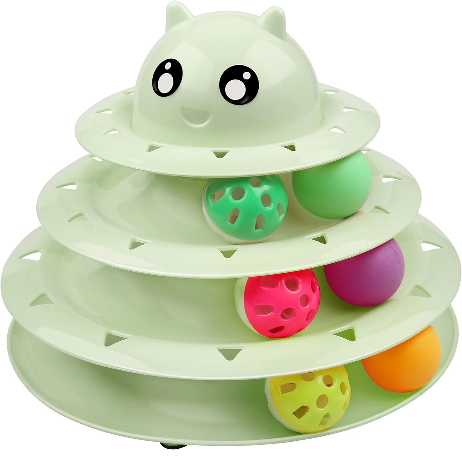 UPSKY Cat Toy Roller 3-Level Turntable Cat Toys Balls with Six Colorful Balls Interactive Kitten Fun Mental Physical Exercise Puzzle Kitten Toys.