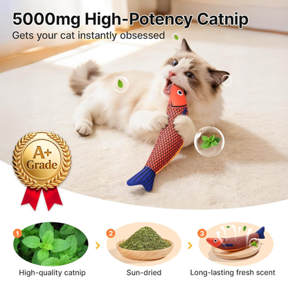 Fish Cat Kicker Toys, 3 Pack, Catnip Crinkle Sound, Soft and Durable, Interactive Kitten Kicker for Indoor Exercise 9.4 Inches 