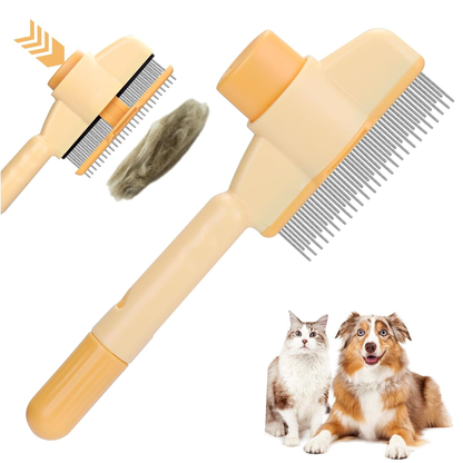 Rotatable Flea Comb for Cats and Dogs, Self Cleaning Pet Flea Comb Grooming Brush for Shedding and Detangling, Fine Tooth Tick Lice Comb for Short & Long Pet Hair Removal Tool,2 Pcs
