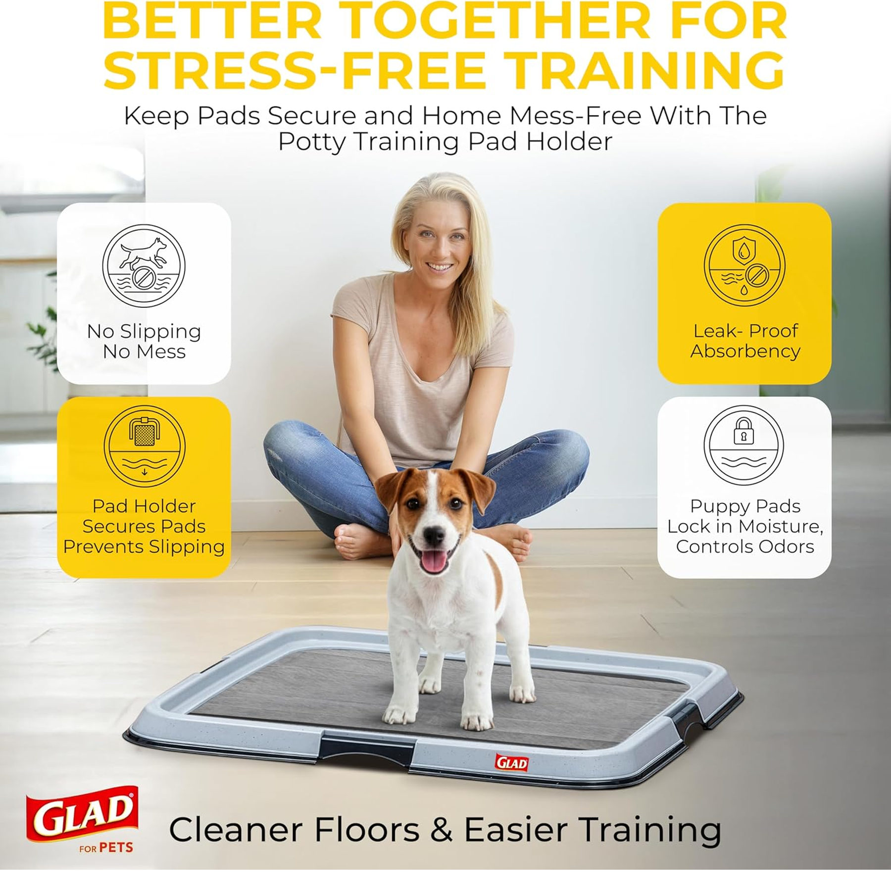 Glad for Pets JUMBOSIZE/XL Charcoal Puppy Pads, Allinone Black Training Pads That ABSORB & Neutralize Urine Instantly New & Improved Quality, 50 Count 