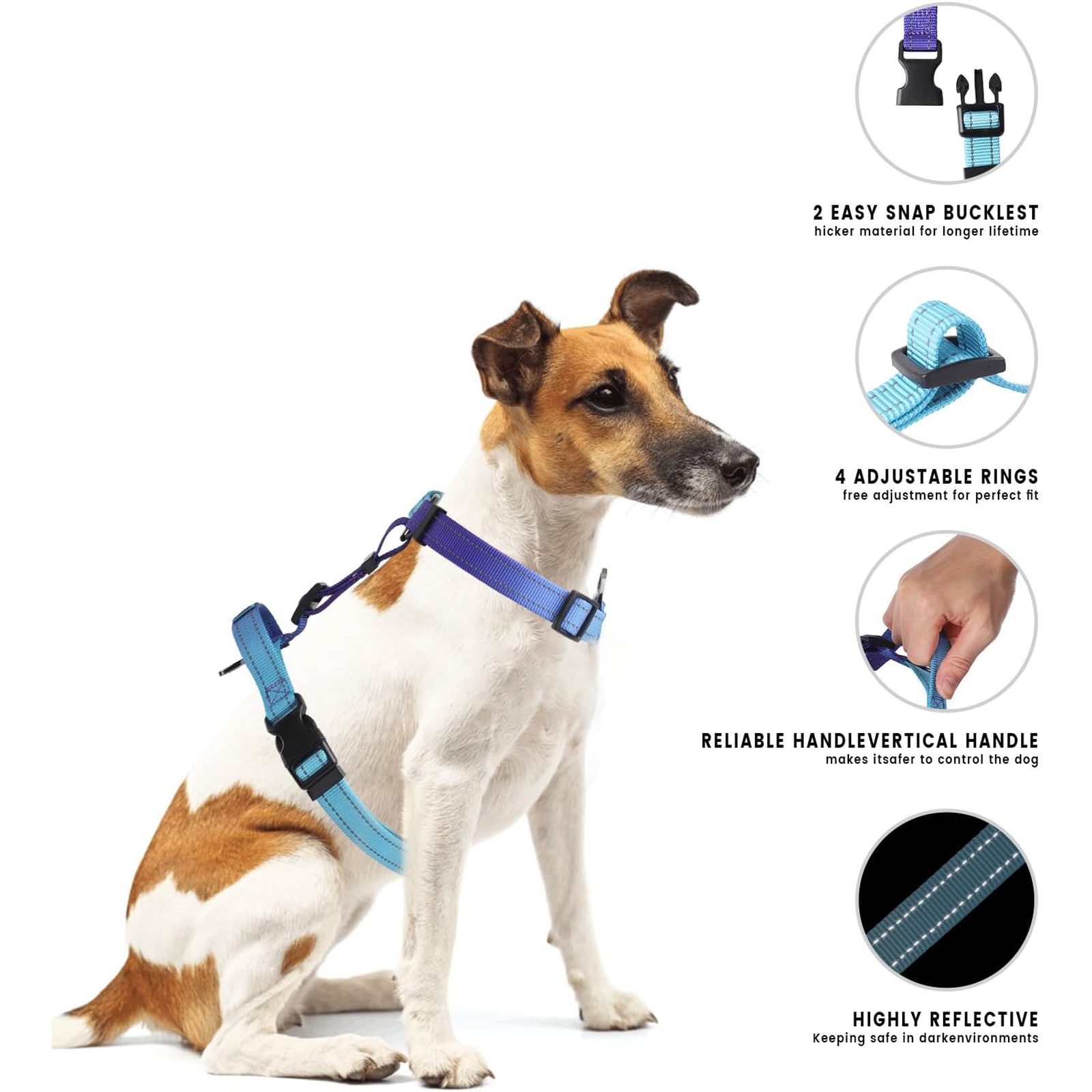 Dog Harness and Leash Set for Mediumn Dogs, No Pull Dog Harness Adjustable Reflective, Dog Halter Harnesses Comfort Padded Handle, Pet Harness for Training Outdoor Walking（Gsky-M