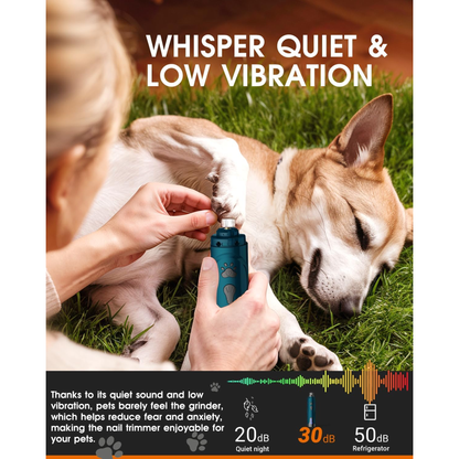 Dog Nail Trimmers and Dog Nail Clippers Kit, Whisper Quiet Electric Grinder with Light, for Small, Medium, Large Dogs, Cats Toenail Grooming, 3 Speeds