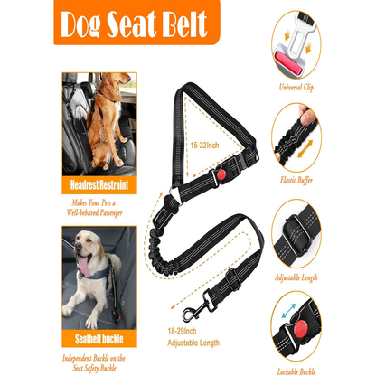 No Pull Dog Harness, Collar & Leash Set | Includes Dog Seat Belt, Collapsible Bowls & Poop Bag Dispenser, Fits Small to Large Dogs(Black-XL)