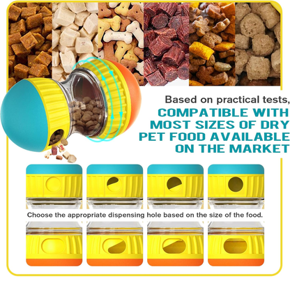 Dog Treat Dispensing Puzzle Toy Adjustable Food Dispenser Slow Feeder Puppy Enrichment Rolling Ball Pet Interactive Chase Toys Stimulating Game for Small Medium Dogs Gift to Keep Them Busy