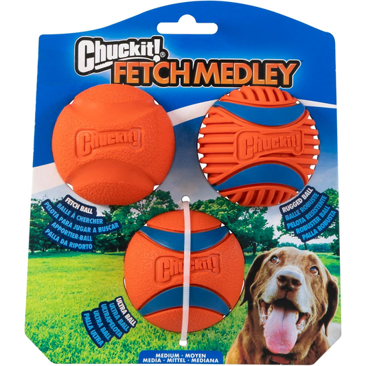 Chuckit! Dog Balls - Interactive Dog Toys, High-Bounce Fetch Ball, Ultra and Rugged Balls, Durable - Size Medium, 2.5-Inch Diameter, Set of 3