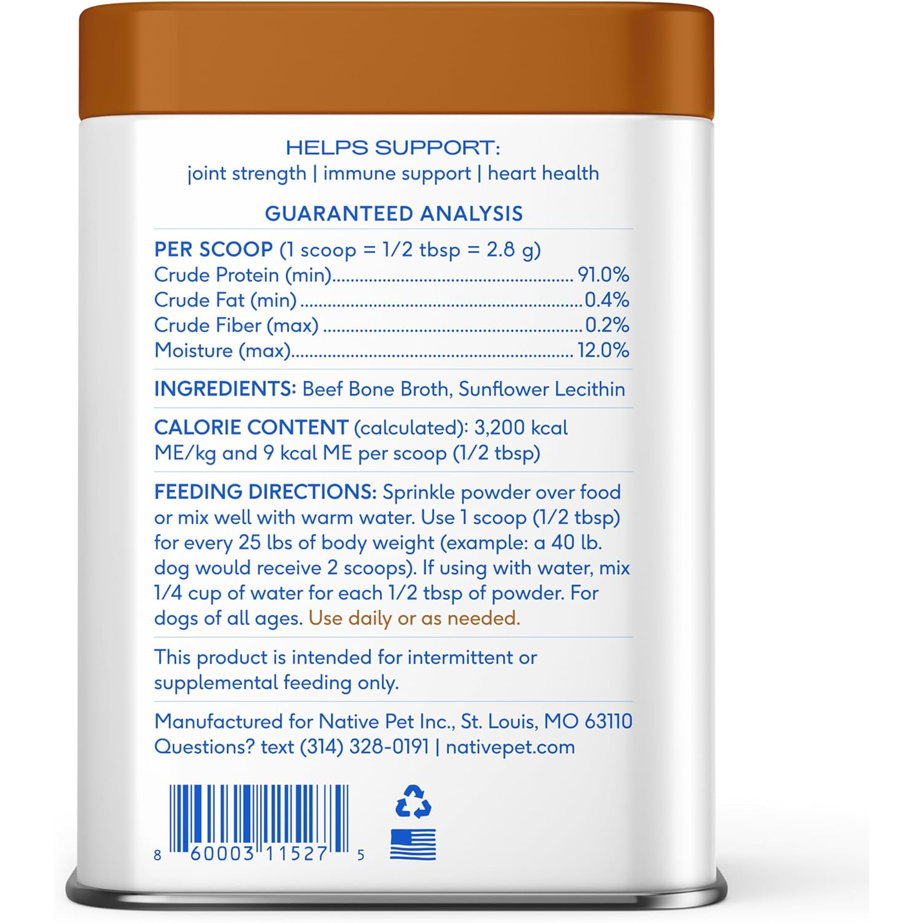 Native Pet Bone Broth for Dogs - Made with Real Beef Bone Broth, Dog Food Toppers for Picky Eaters - Provides Extra Hydration & Nutrition for Joint Strength, Immunity & Heart Health-48 Scoops