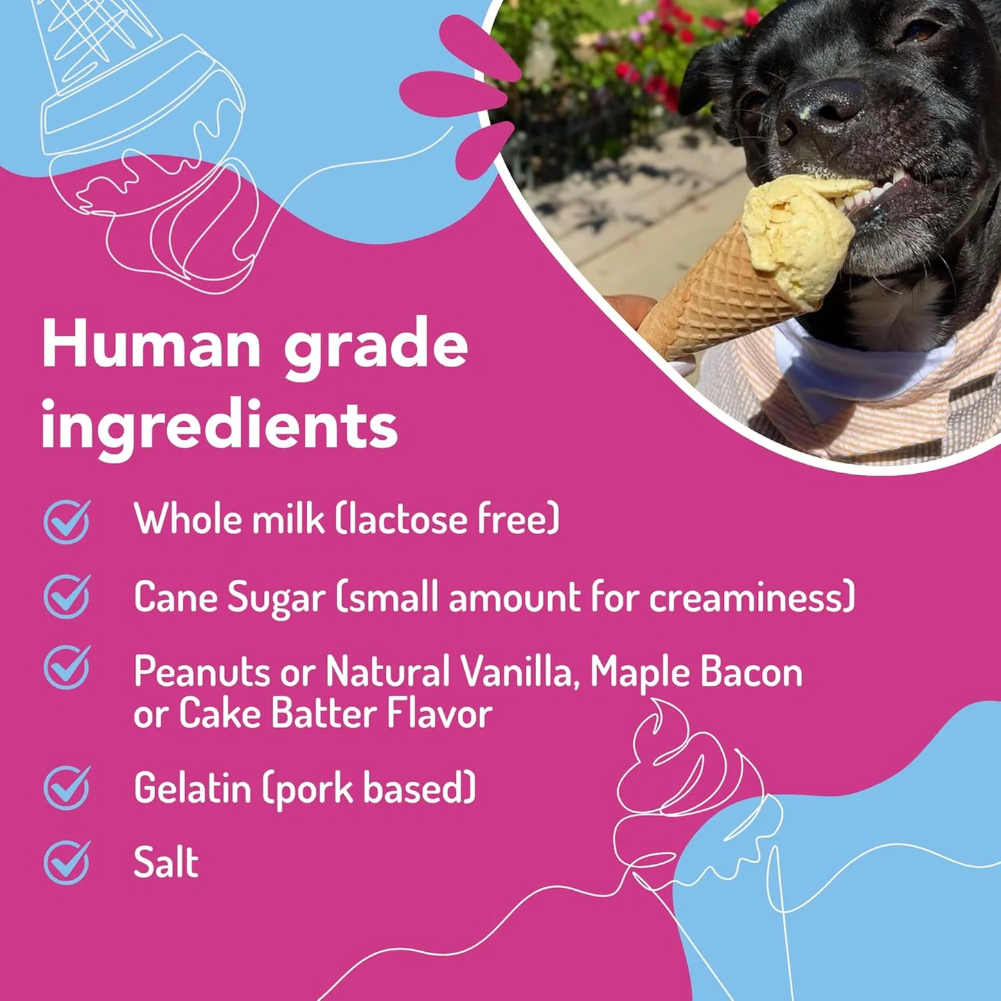 Puppy Scoops Dog Ice Cream Mix - Just Add Water and Freeze, Doggy Ice Cream Mix Packets, Gifts for Dogs, Variety 4 Pack Ice Cream Mix Made in USA