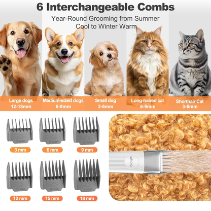 Afloia 6-In-1 Dog Grooming Kit, Pet Grooming Vacuum for Shedding, Dog Hair Vacuum with Clipper Nail Trimmer Grinder, Pet Brush Groomer at Home, Low Noise Cats Hair Remover, 1.5L Dust Cup, White