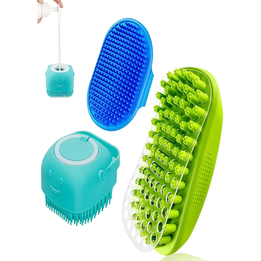 3Pcs Dog & Grooming Brush Set for Shedding, Massaging, & Bathing