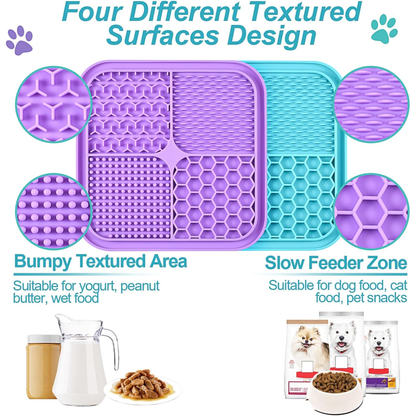 2PCS Licking Mat for Dogs with Suction Cups, Premium Lick Pad for Anxiety Relief, Slow Feeder Dog Bowls, Perfect for Bathing, Grooming and Training
