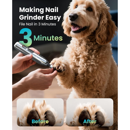 Dog Clippers for Grooming Thick/Heavy Coats, 4-In-1 Dog Grooming Kit Low Noise with Stainless Steel Blade, Cordless Dogs Paw Trimmer Pet Nail Grinder for Small & Large Dogs Cats 