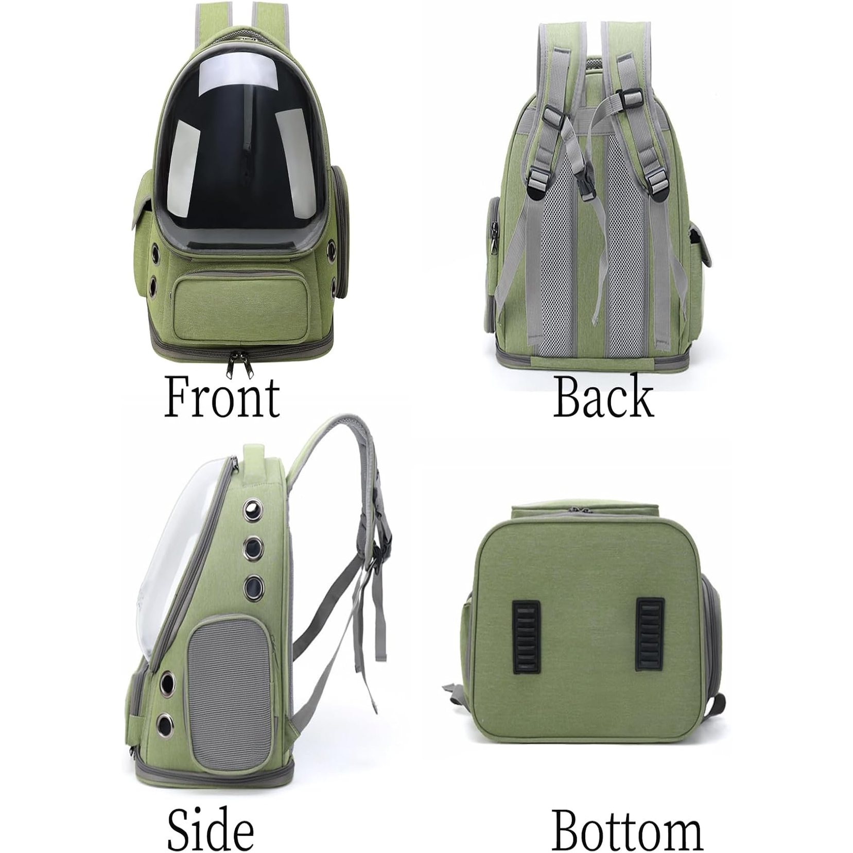Cat Bubble Backpack, Breathable Cat Backpack Carrier Large Space Pet Travel Carrier for Kitty Small Dogs up to 15Lbs(Green)