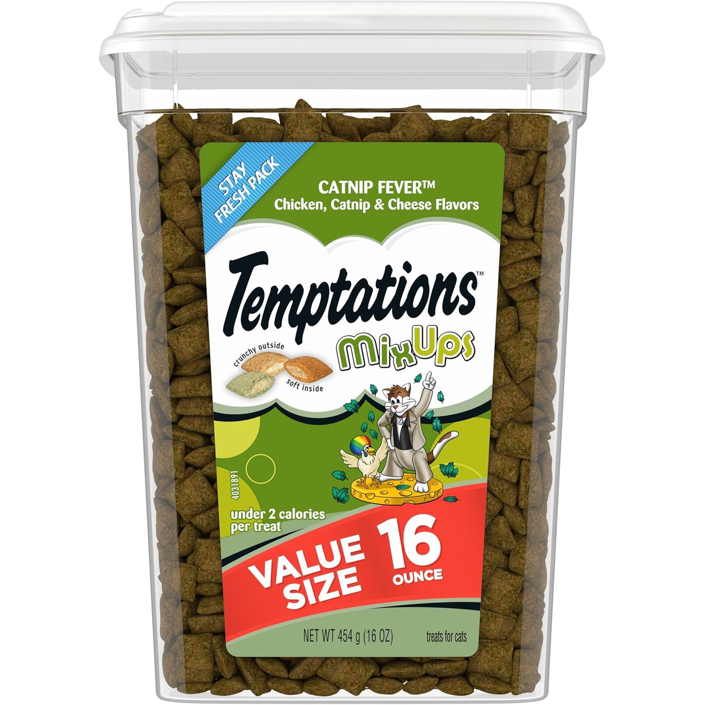 Temptations Cat Treats, Classic Crunchy and Soft Cat Treats, Catnip Fever Flavor, Catnip Treats, 16 Oz. Tub