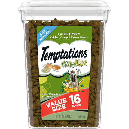 Temptations Cat Treats, Classic Crunchy and Soft Cat Treats, Catnip Fever Flavor, Catnip Treats, 16 Oz. Tub