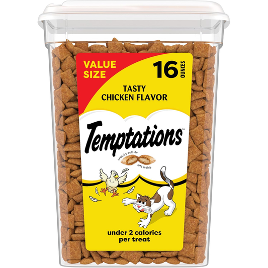 Temptations Cat Treats Classic Crunchy and Soft Cat Treats, Tasty Chicken Flavor, 16 Oz. Tub