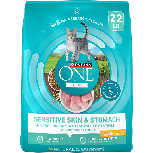 Purina ONE Sensitive Stomach, Sensitive Skin, Natural Dry Cat Food, +Plus Sensitive Skin and Stomach Formula 