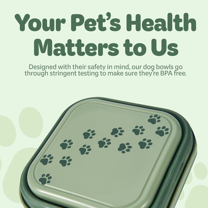 Collapsible Dog Water Bowl 30Oz, 2 in 1 Portable Travel Dog Food Bowl with Lid, Easy Carry Loop Handle, Foldable Dog and Cat Food Bowl, Perfect for Traveling, Walking, Hiking 