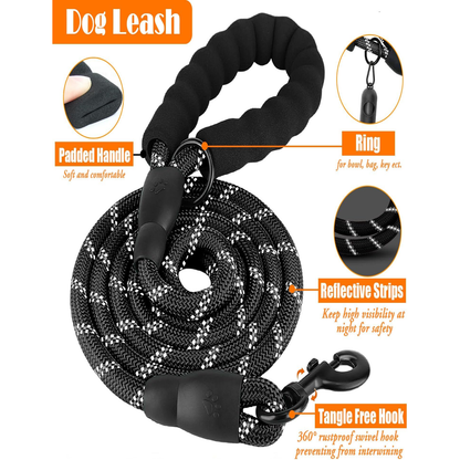 No Pull Dog Harness, Collar & Leash Set | Includes Dog Seat Belt, Collapsible Bowls & Poop Bag Dispenser, Fits Small to Large Dogs(Black-XL)