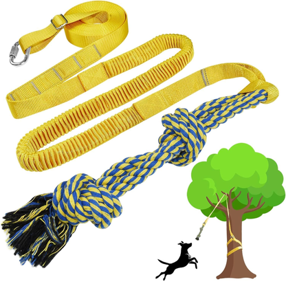 Dog Bungee Tree Tug Toy, Outdoor Tug of War Interactive Tether Dog Rope with Chew Lure for Small Medium Large Dogs 