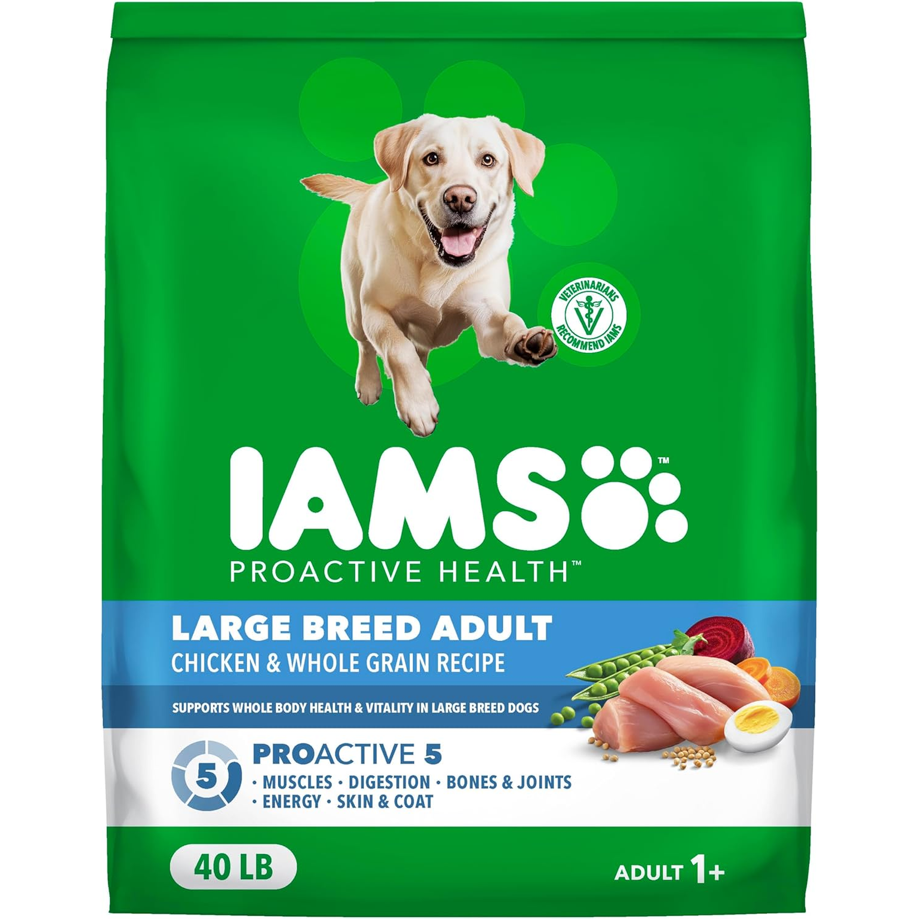 IAMS Proactive Health Large Breed Adult Dry Dog Food Chicken & Whole Grain Recipe